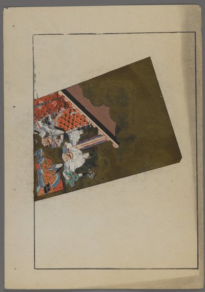 Japanese Toys, Hanetsuki Paddle with Garden Scene by Shimizu Seifu